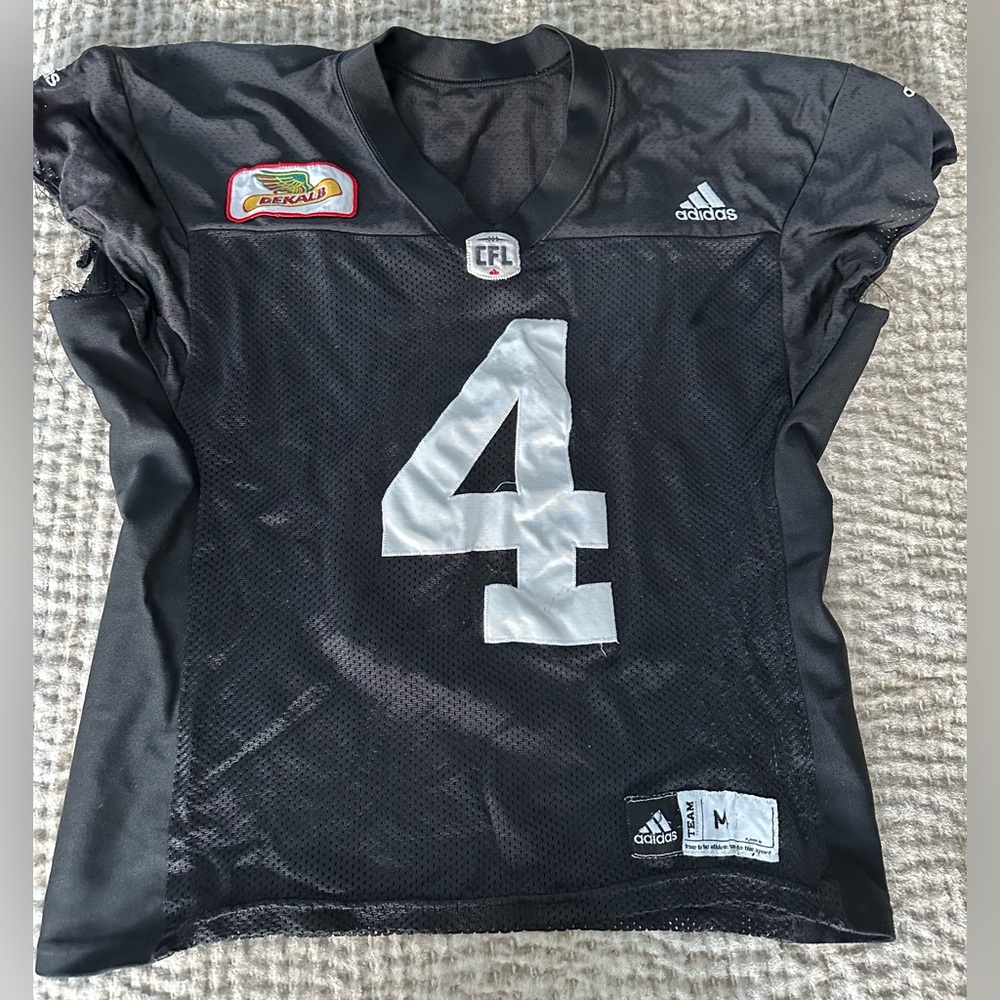ADIDAS Boys Youth Medium Black Mesh Football Jersey Number 4